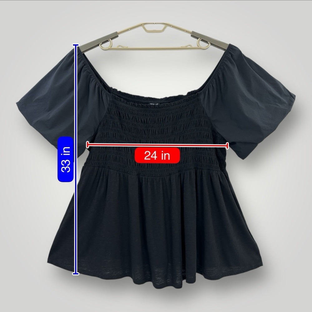 NEW $45 TORRID Babydoll Shirt Top Black Smocked Puff Sleeve Womans 4X Tunic NWT - Picture 7 of 7